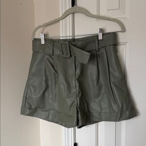 High Waist Olive Green Women's Shorts